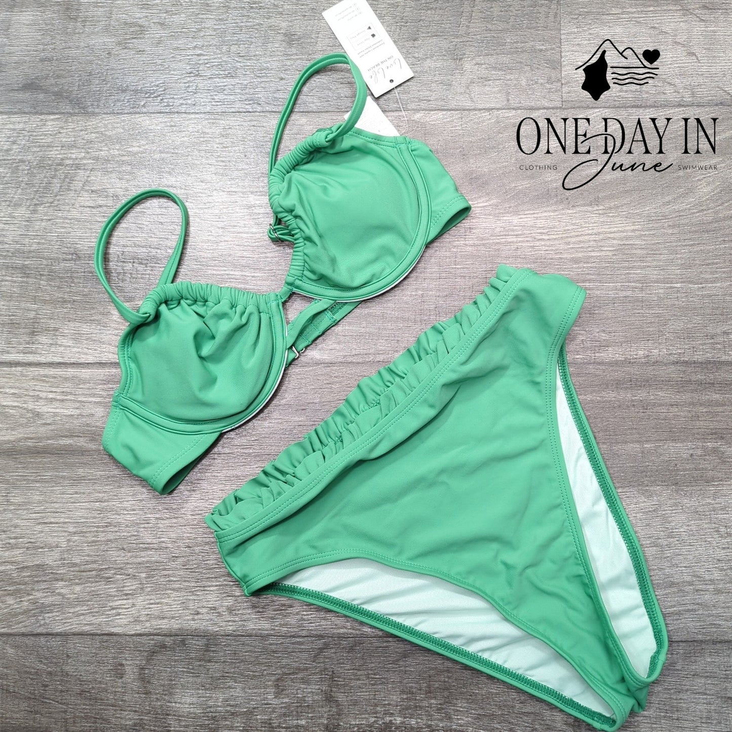 Cupshe High Waist Underwire Ruffle Bikini Swimsuit Size S
