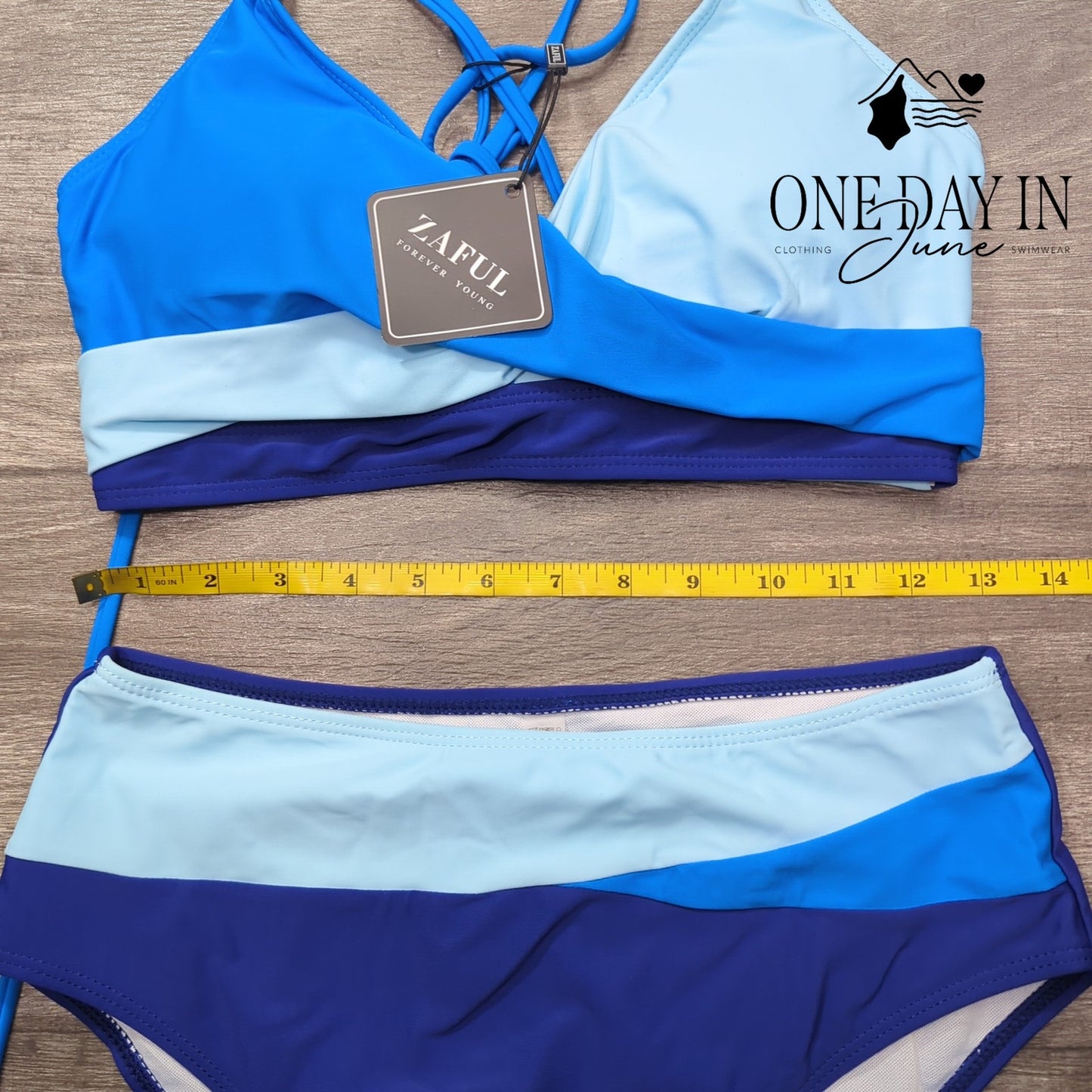 Zaful Lace Up Back High Waist Bikini Swimsuit Size M