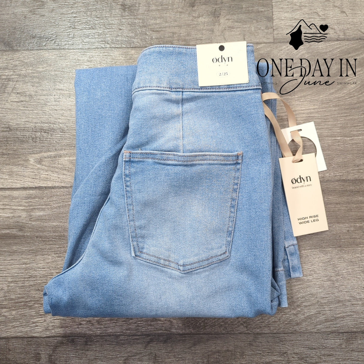 Odyn High Rise Wide Leg Jeans Light Wash Double Button NWT Size 2