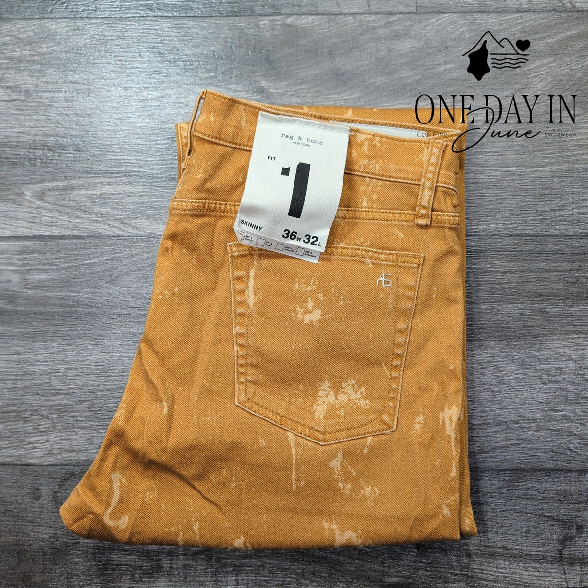 Rag & Bone Fit 1 Authentic Skinny Jeans Golden Brown Distressed NWT Size 36X32