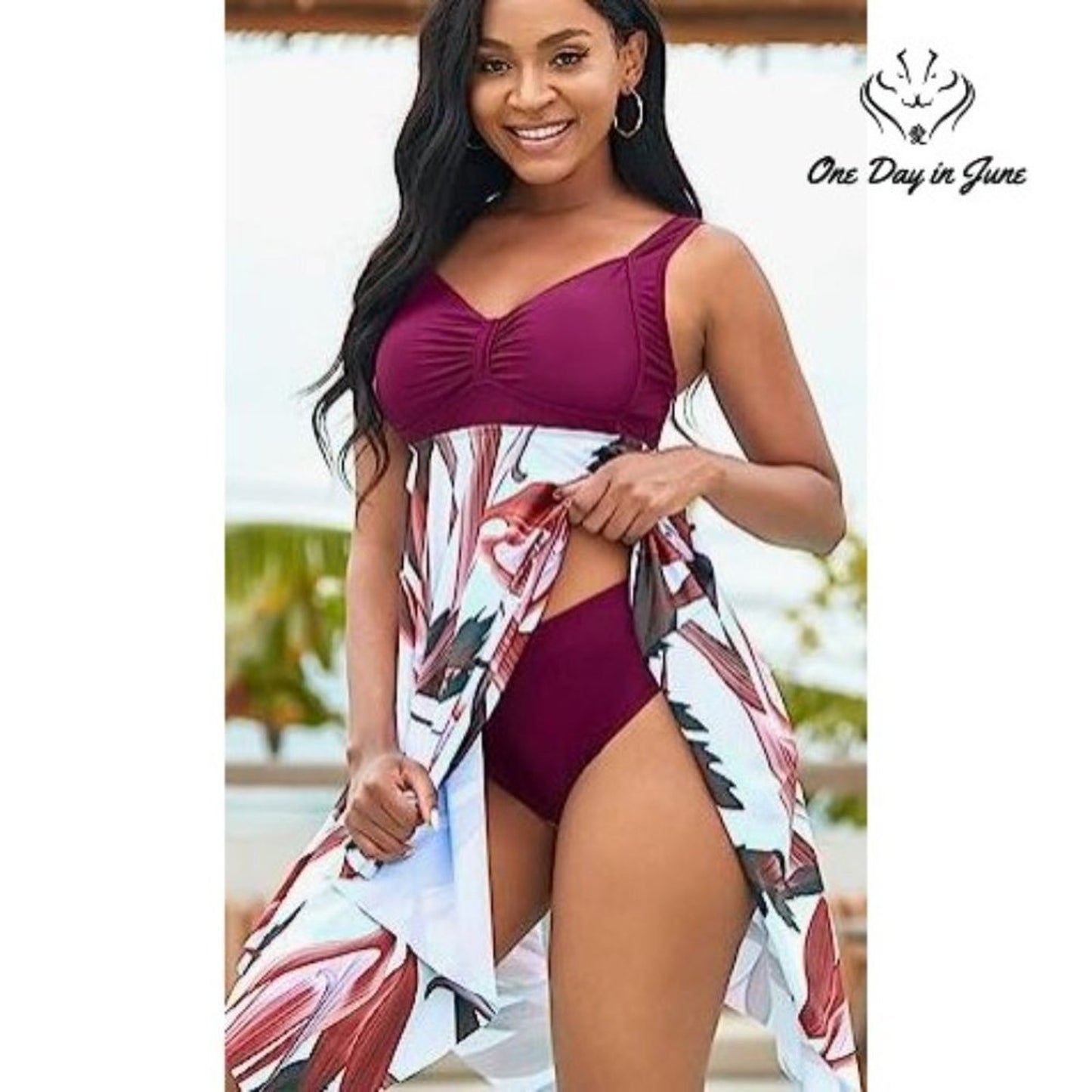 Bucota Floral Swimdress Tankini Swimsuit Size M