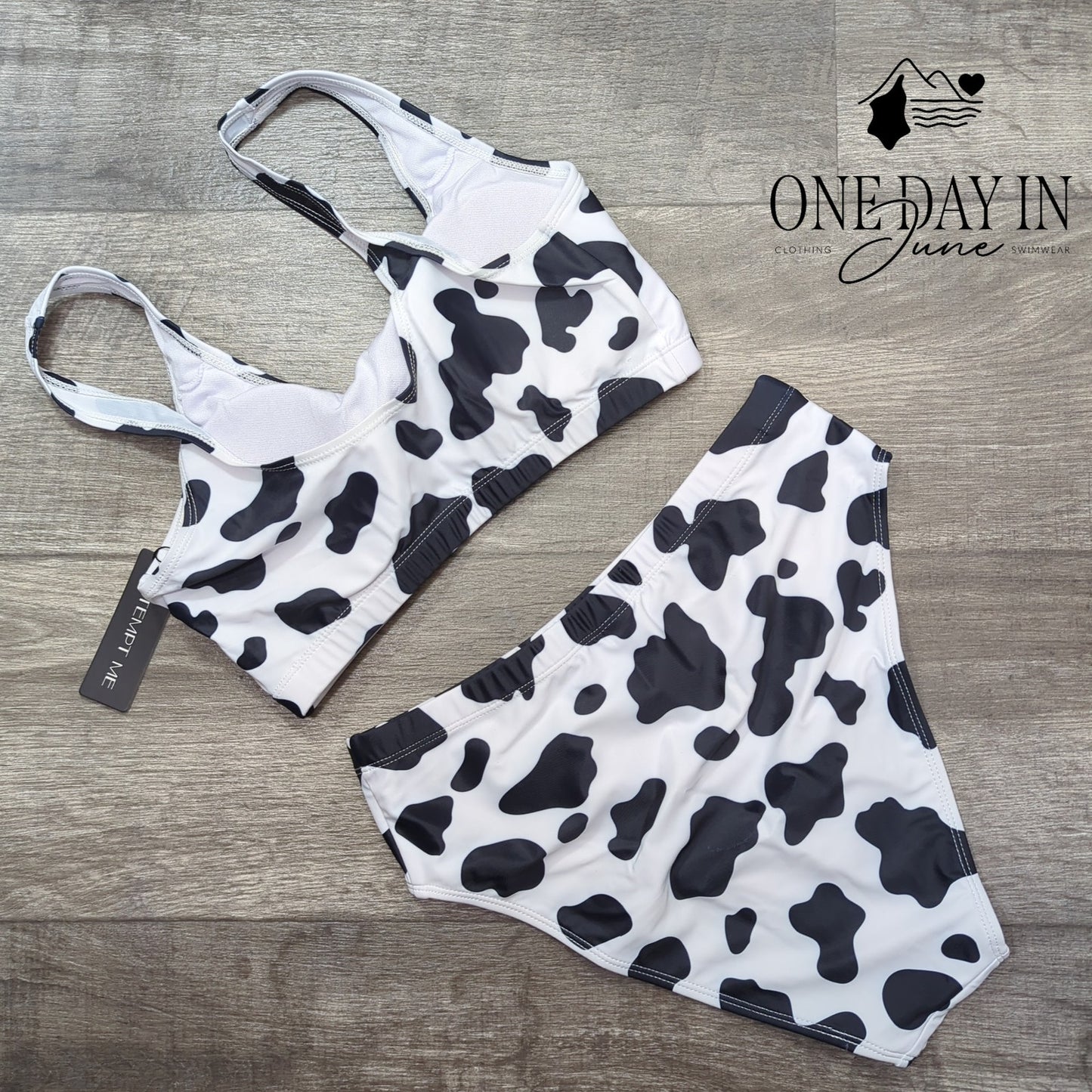 Tempt Me Cow Print Crop Bikini Swimsuit Size M