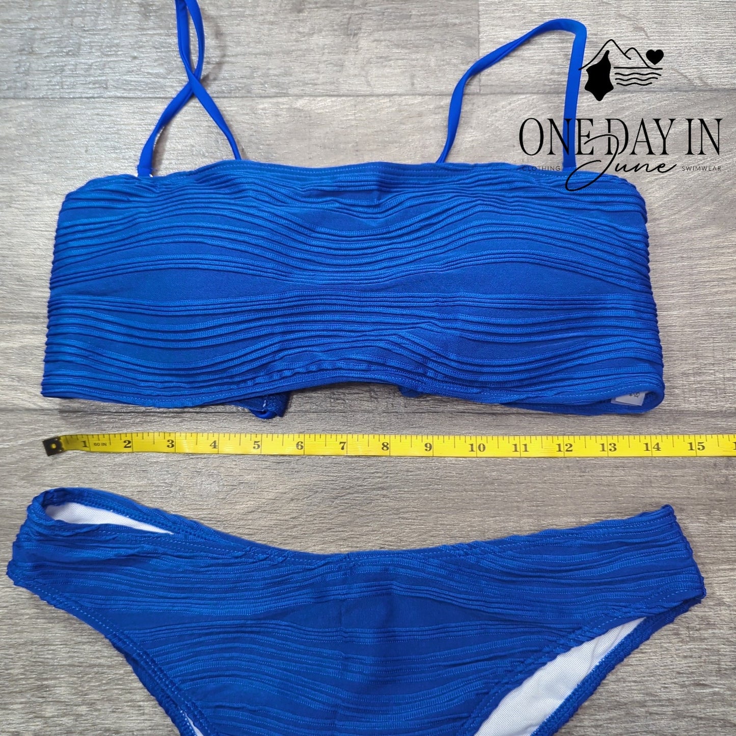 Zaful Textured Bandeau Bikini Swimsuit Size M