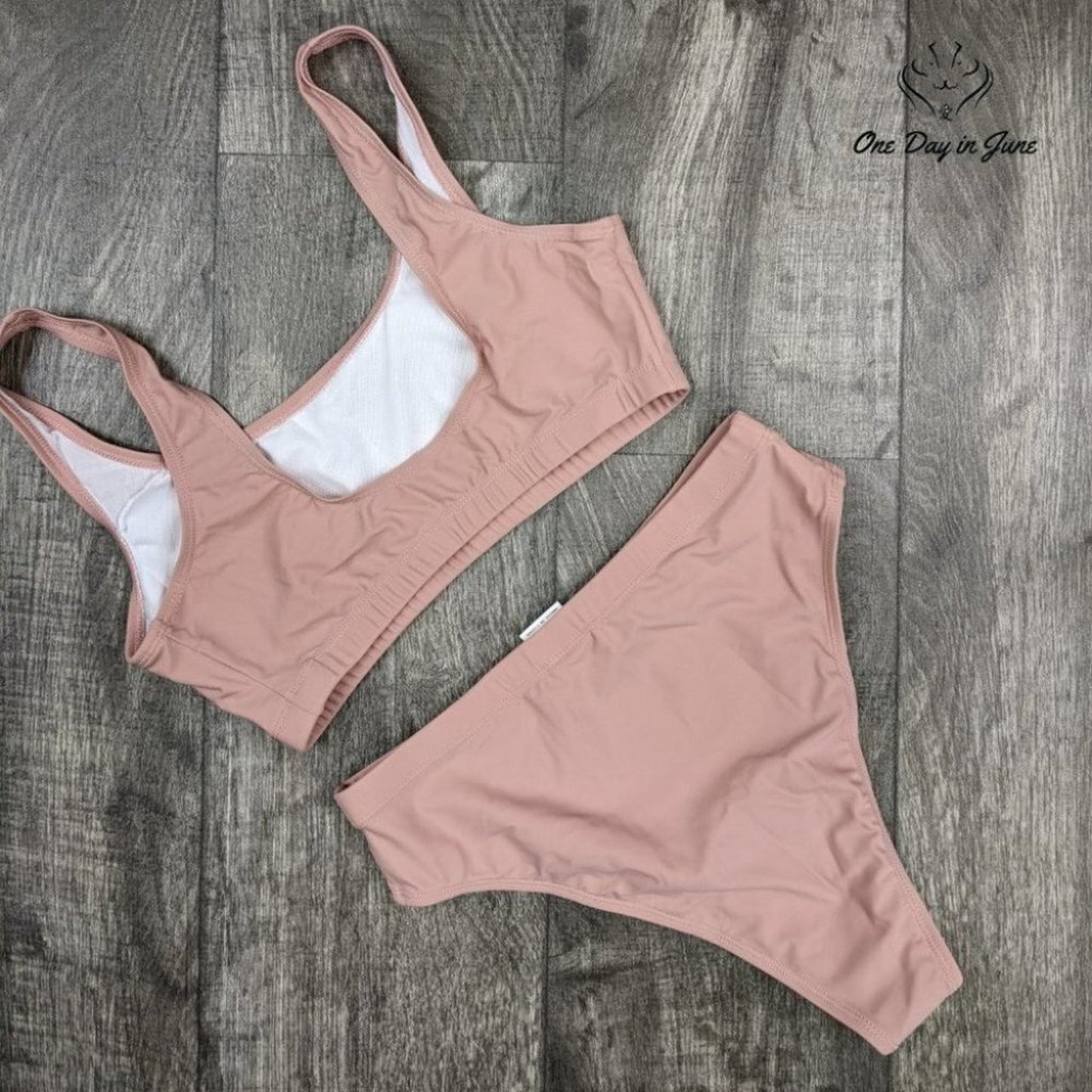 Pink Queen Crop Top High Waist Bikini Swimsuit Size M