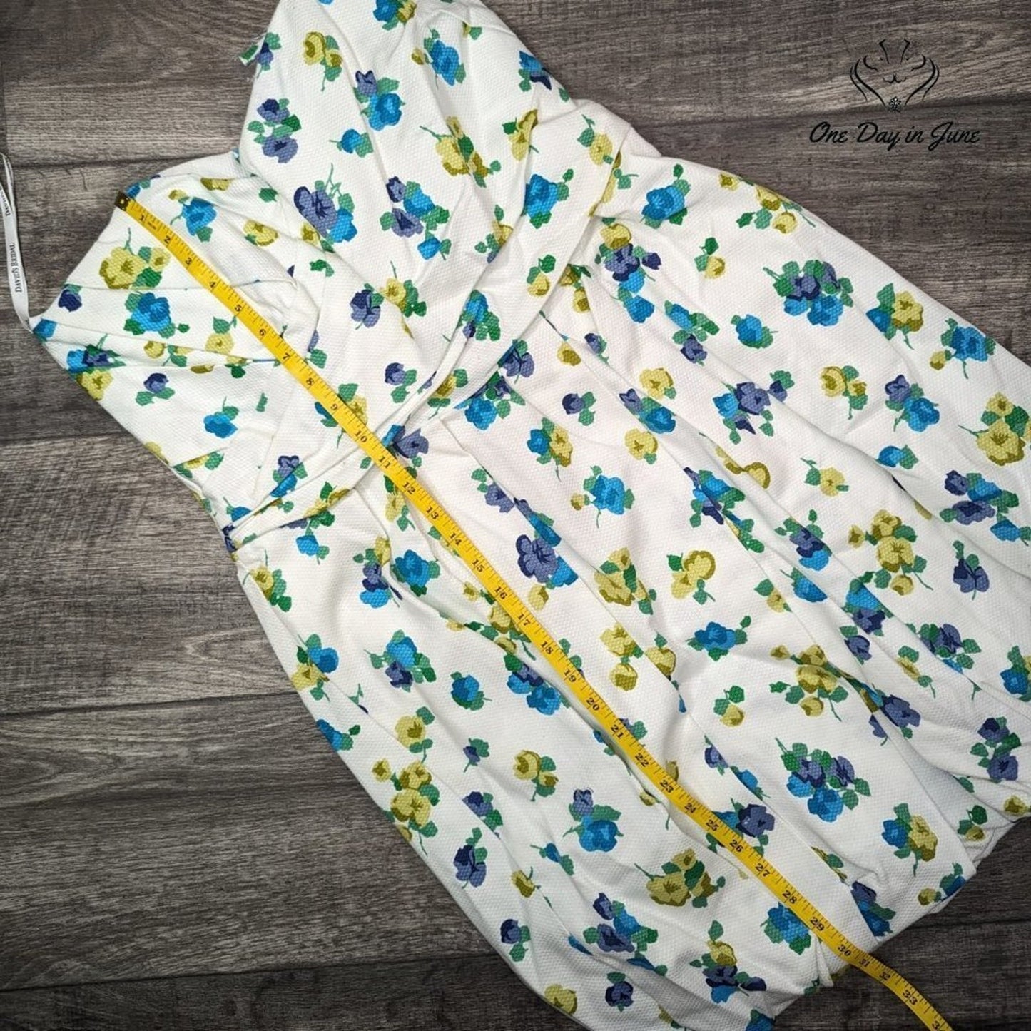 David's Bridal Strapless Floral Bubble Dress Size 14