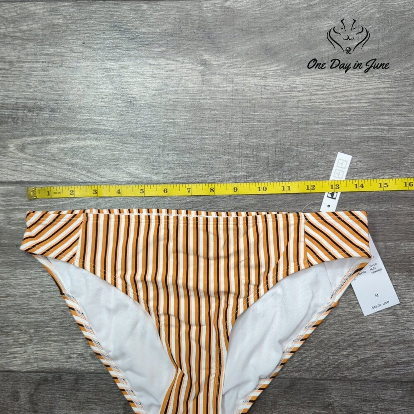 Roxy Beach Classics Full Striped Bikini Bottom Size M