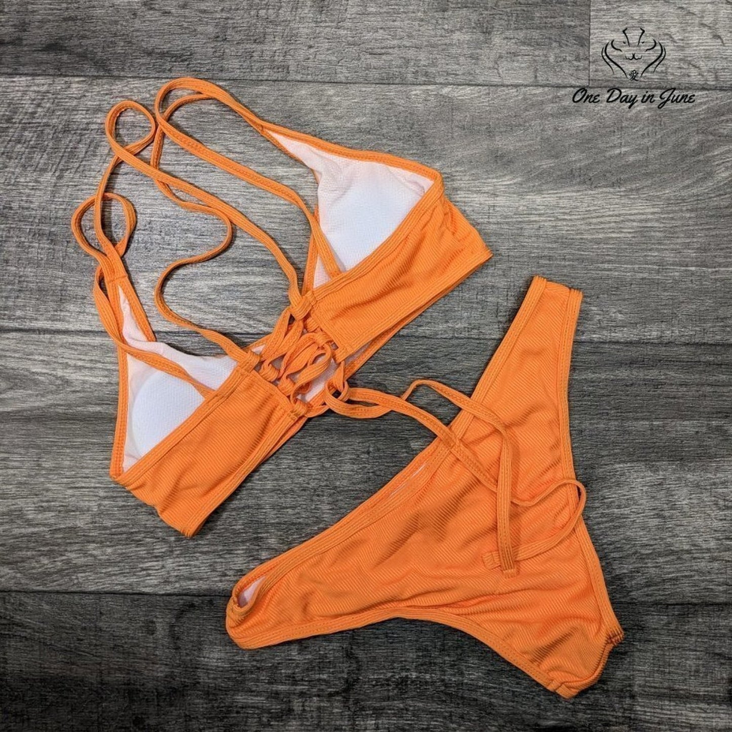 SweatyRocks Spaghetti Strap Criss Cross Back Bikini Swimsuit Size L