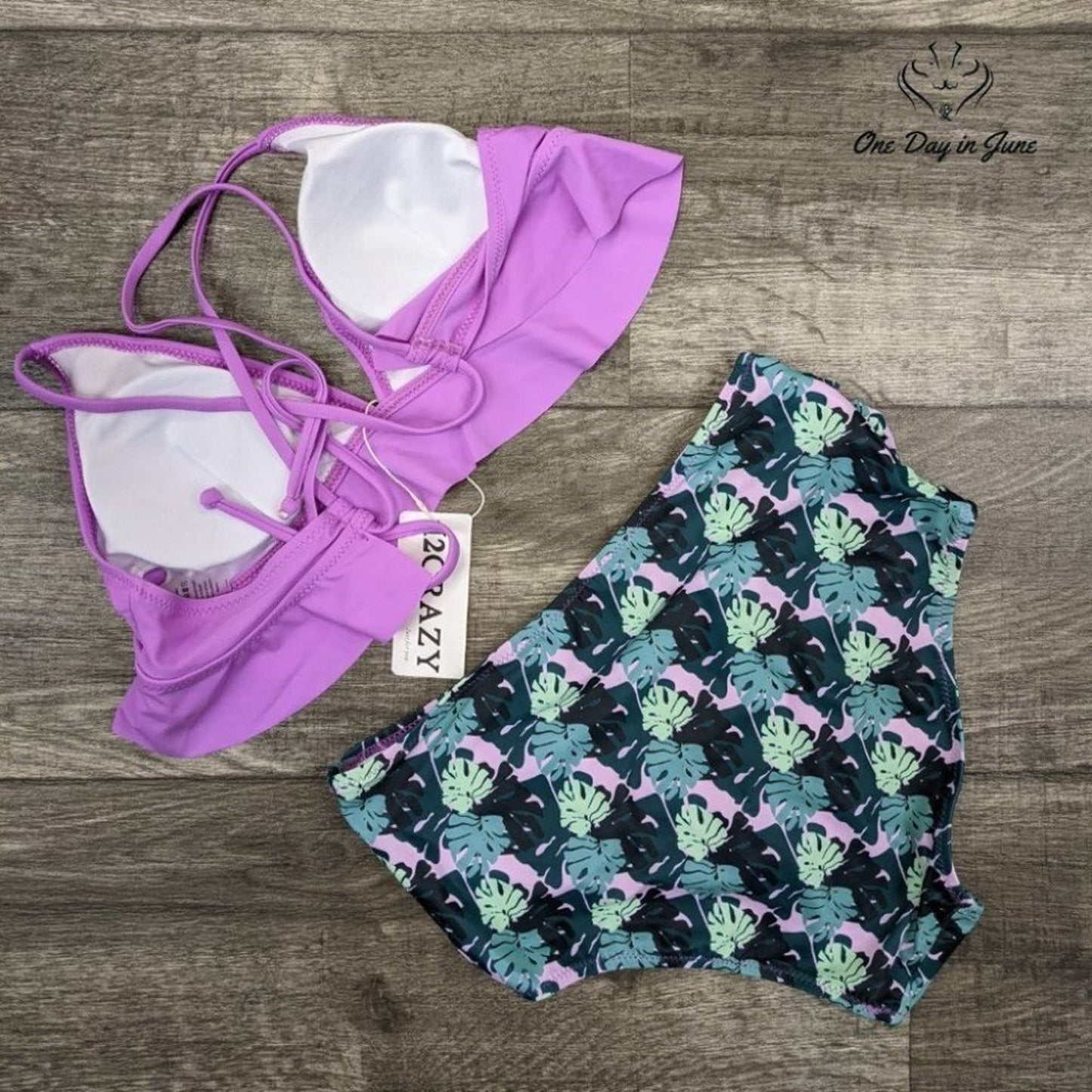 I2Crazy High Waist Ruffle Bikini Swimsuit Size M