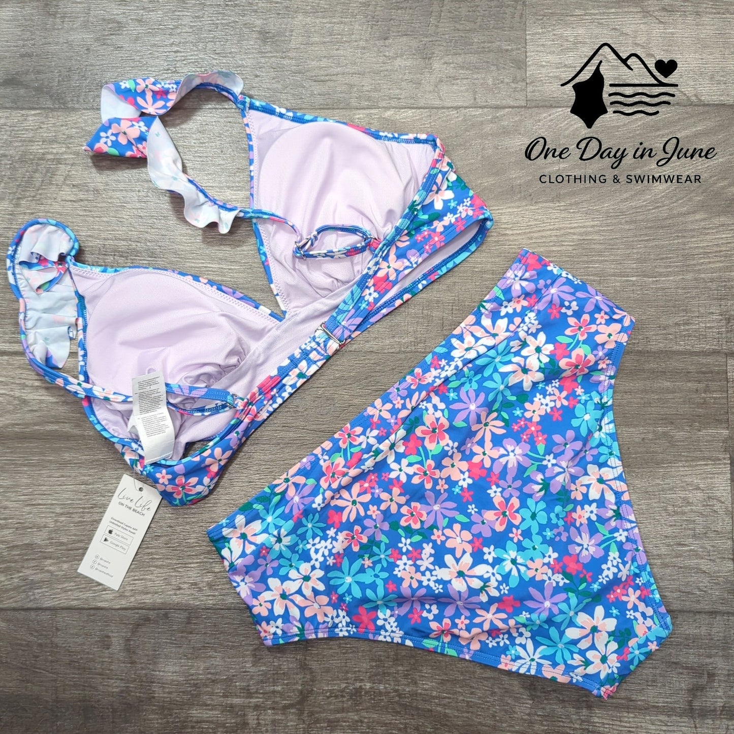 Cupshe Ruffle Shoulder Floral Bikini Swimsuit Size M