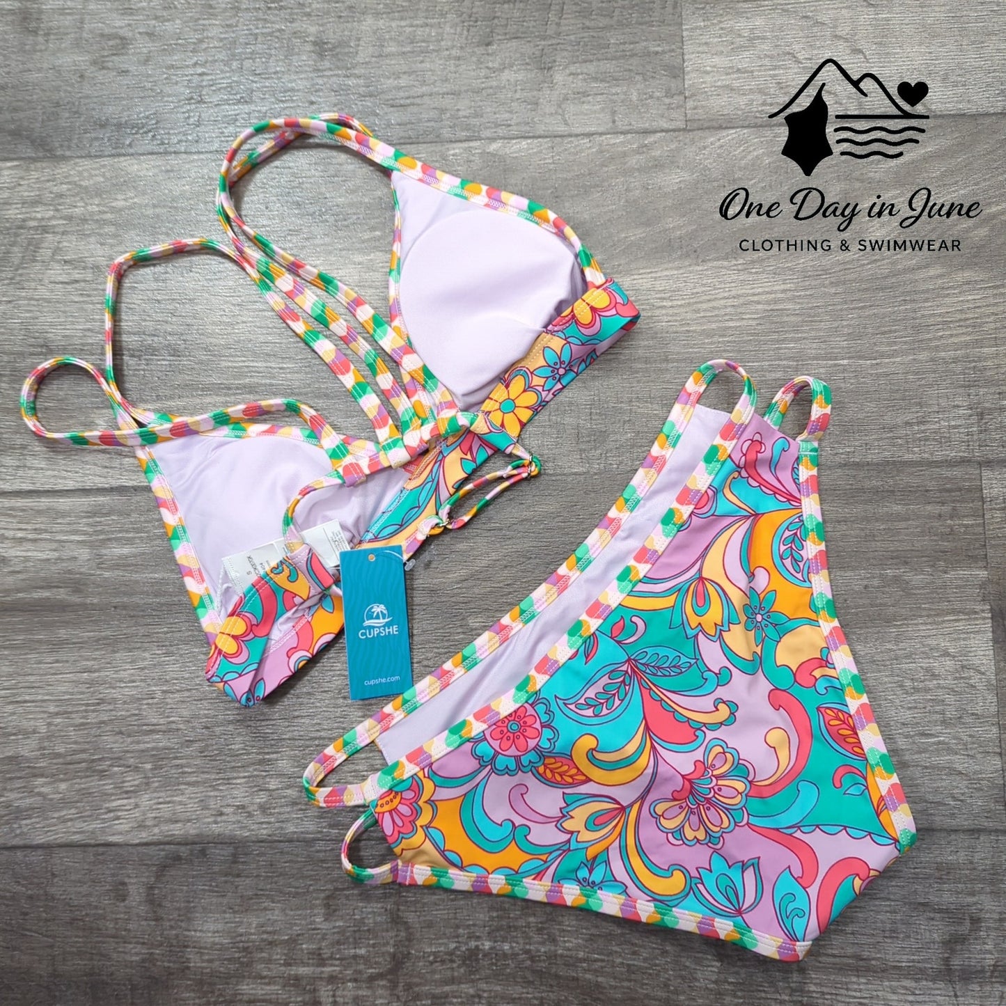 Cupshe Strappy Floral Bikini Swimsuit Size S