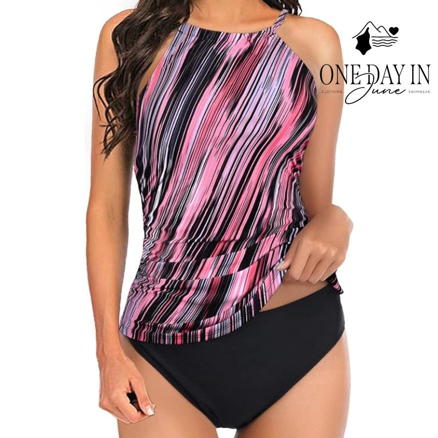 Tempt Me High Neck Tankini Swimsuit Size M