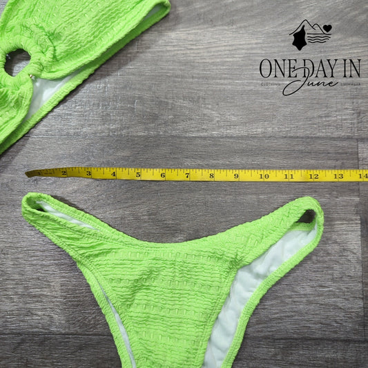 CharmLeaks Ring Textured Bandeau Bikini Swimsuit Size M