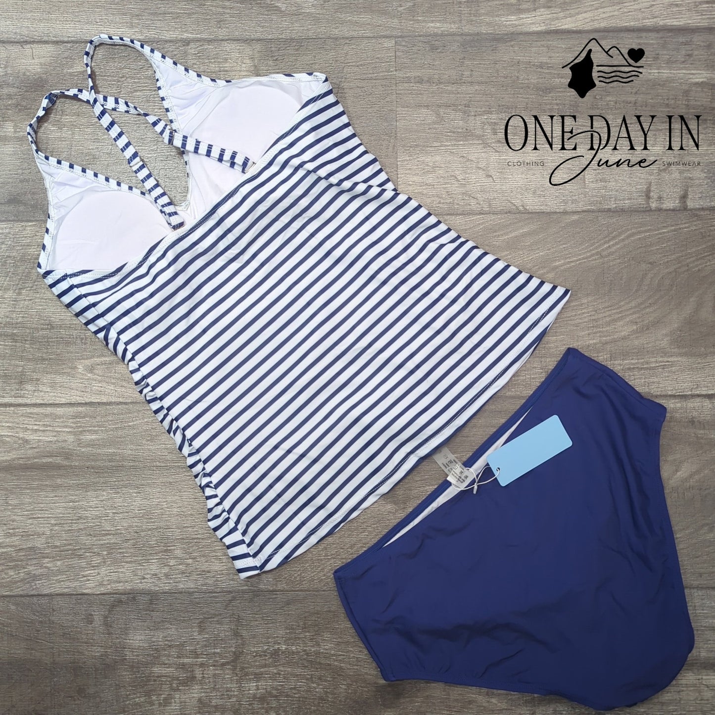 Yonique Twist Front Tankini Swimsuit Size L