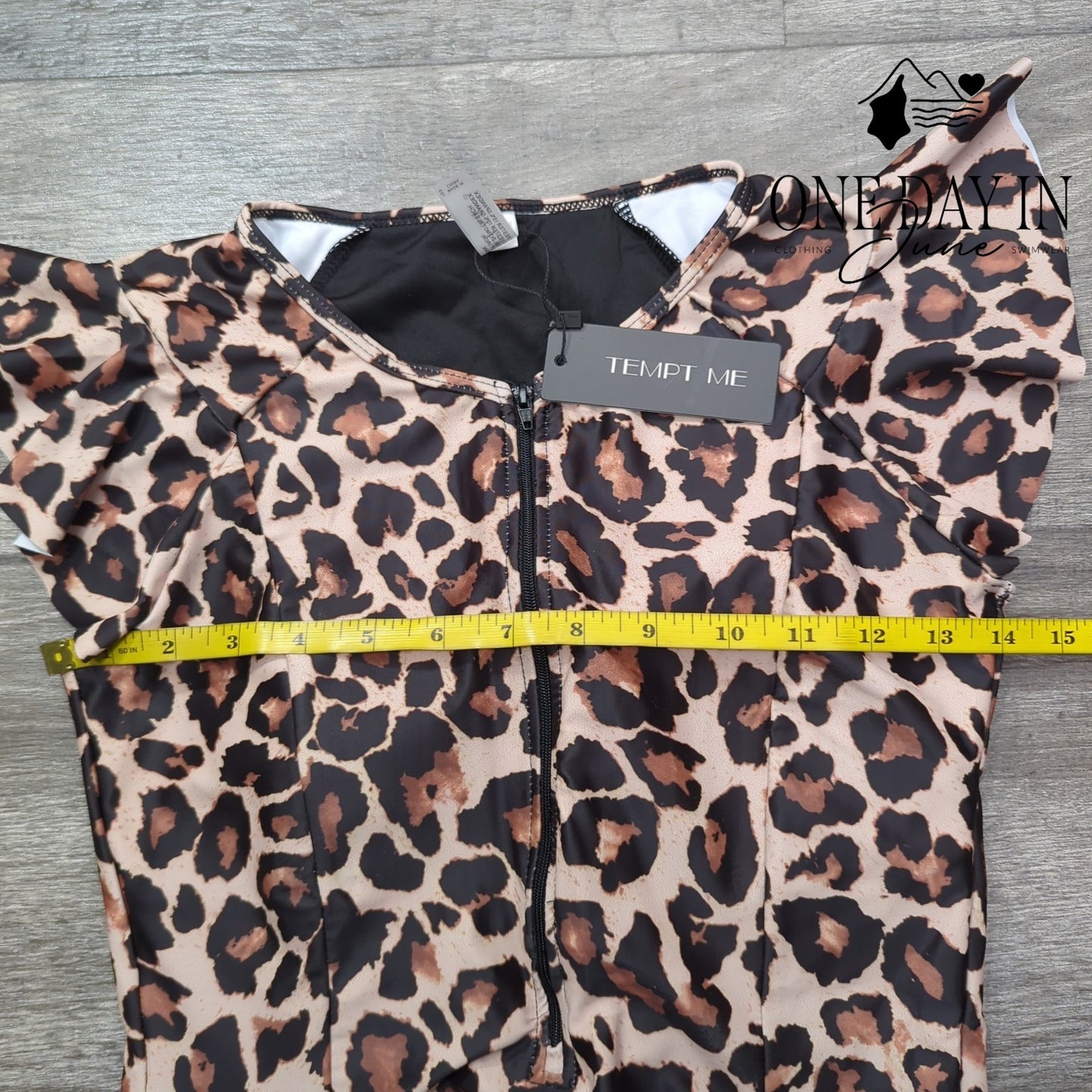 Tempt Me Ruffle Shoulder Zip Front One Piece Swimsuit Size S