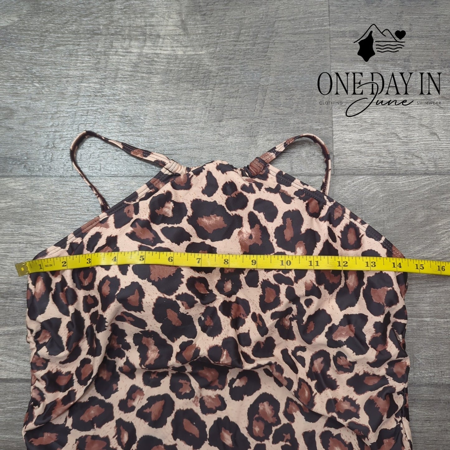 Tempt Me High Neck Leopard Tankini Swimsuit Size M