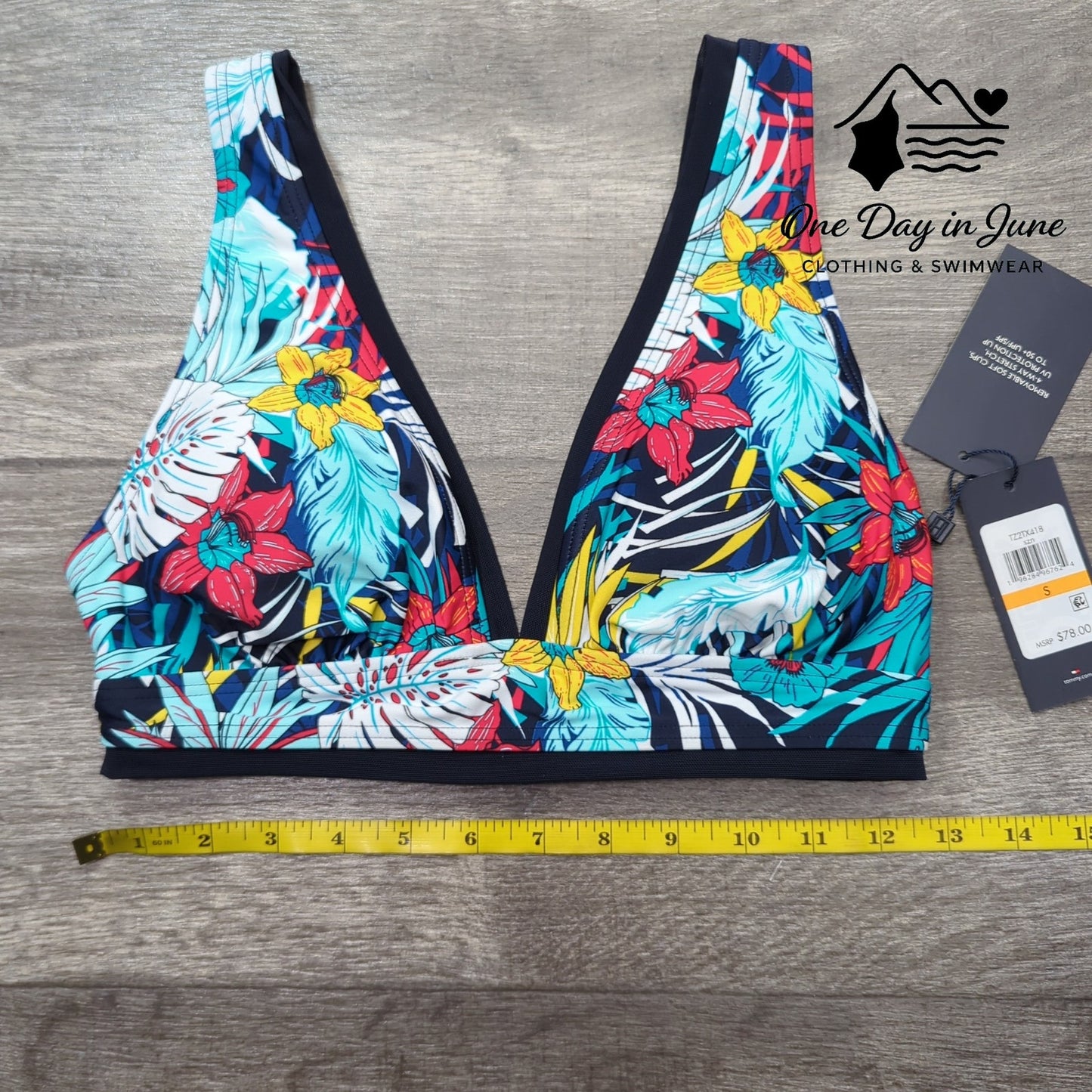 Tommy Hilfiger Floral V Neck Bikini Top Size S
