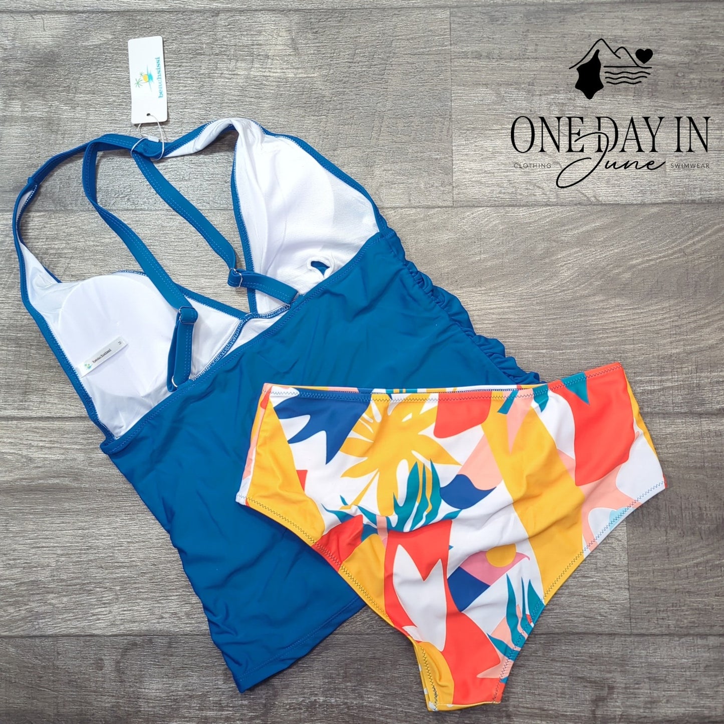 Beachsissi V Front Tummy Control Tankini Swimsuit Size M