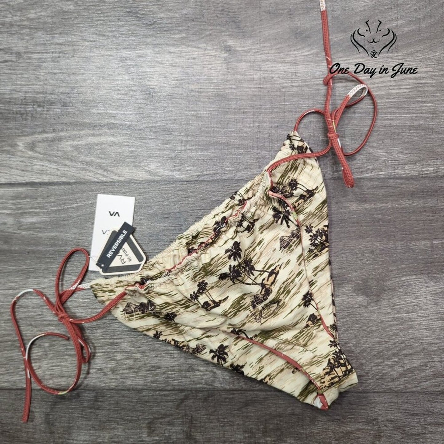 RVCA Tossed Slide Tie Medium Reversible Bikini Bottom Size M
