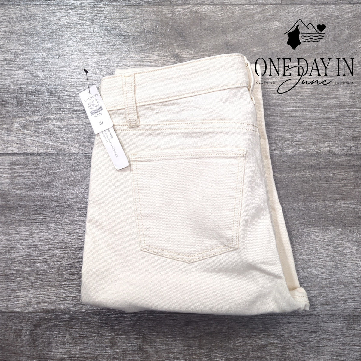 Talbots Petite Slim Ankle Jeans Ivory White Stretch Denim NWT Size 6P