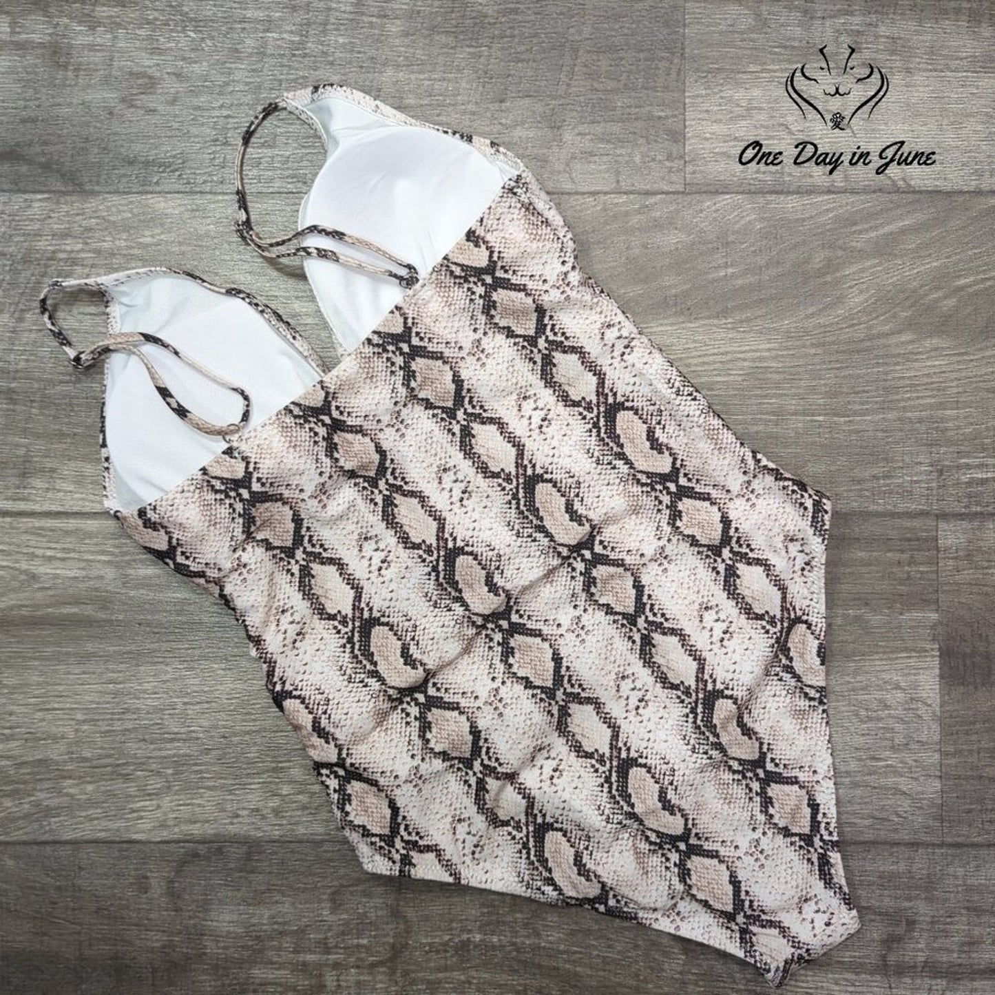 ODIJ Snake Print Tummy Control One Piece Swimsuit Size M