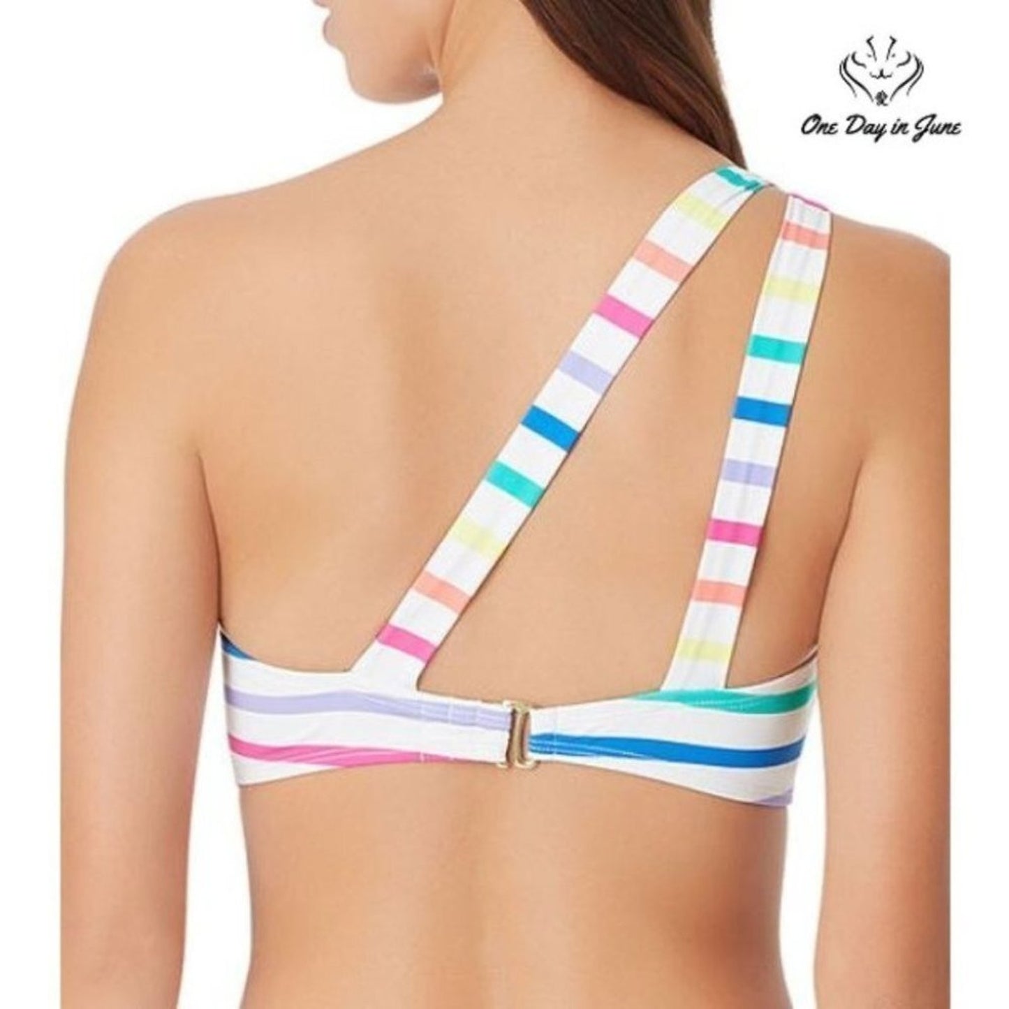 Sugar Beach Striped Bandeau Bikini Top Size S
