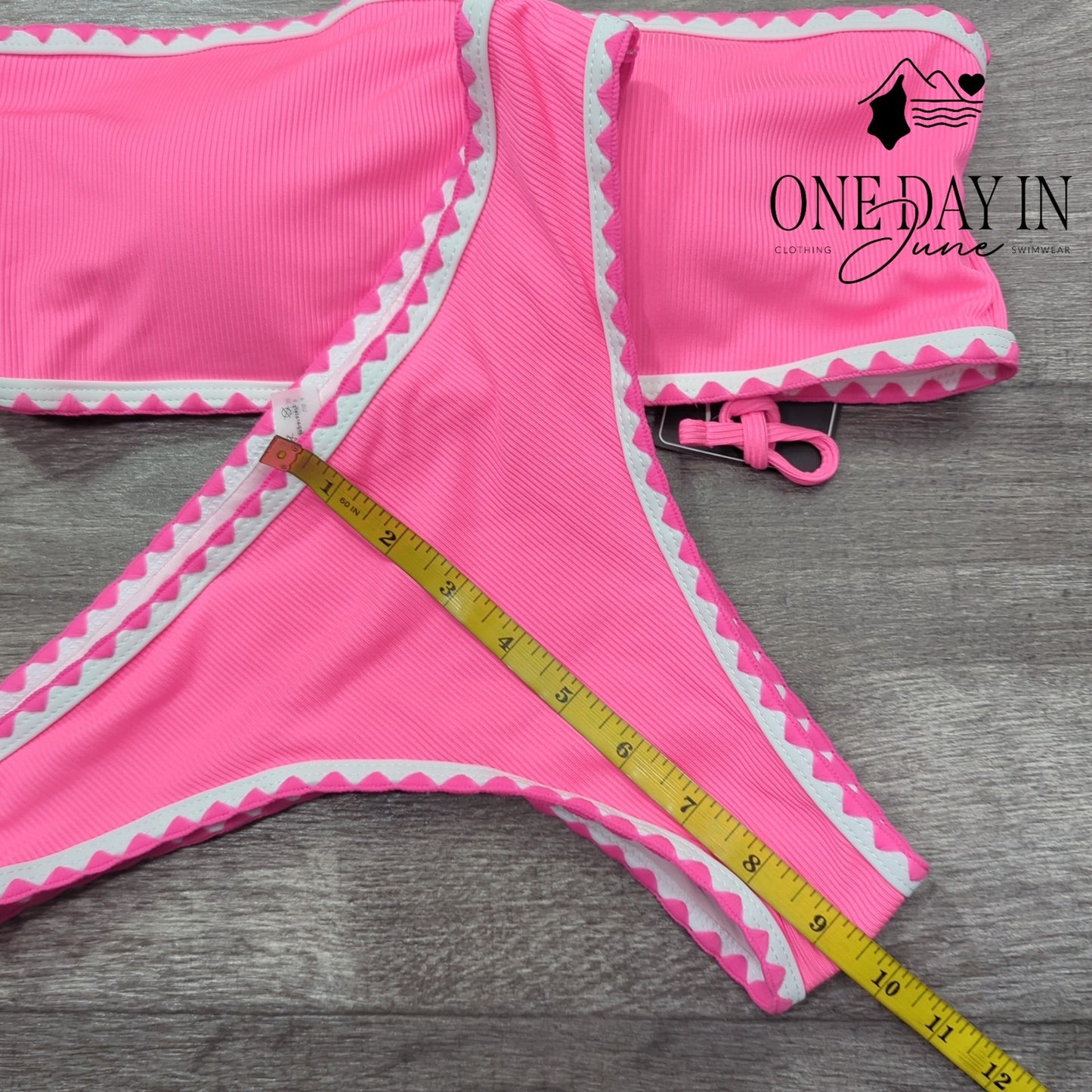 Zaful Bandeau Ribbed Bikini Swimsuit Size S