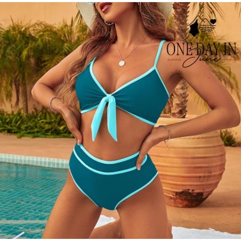 Blooming Jelly Knot Front High Waist Bikini Swimsuit Size L