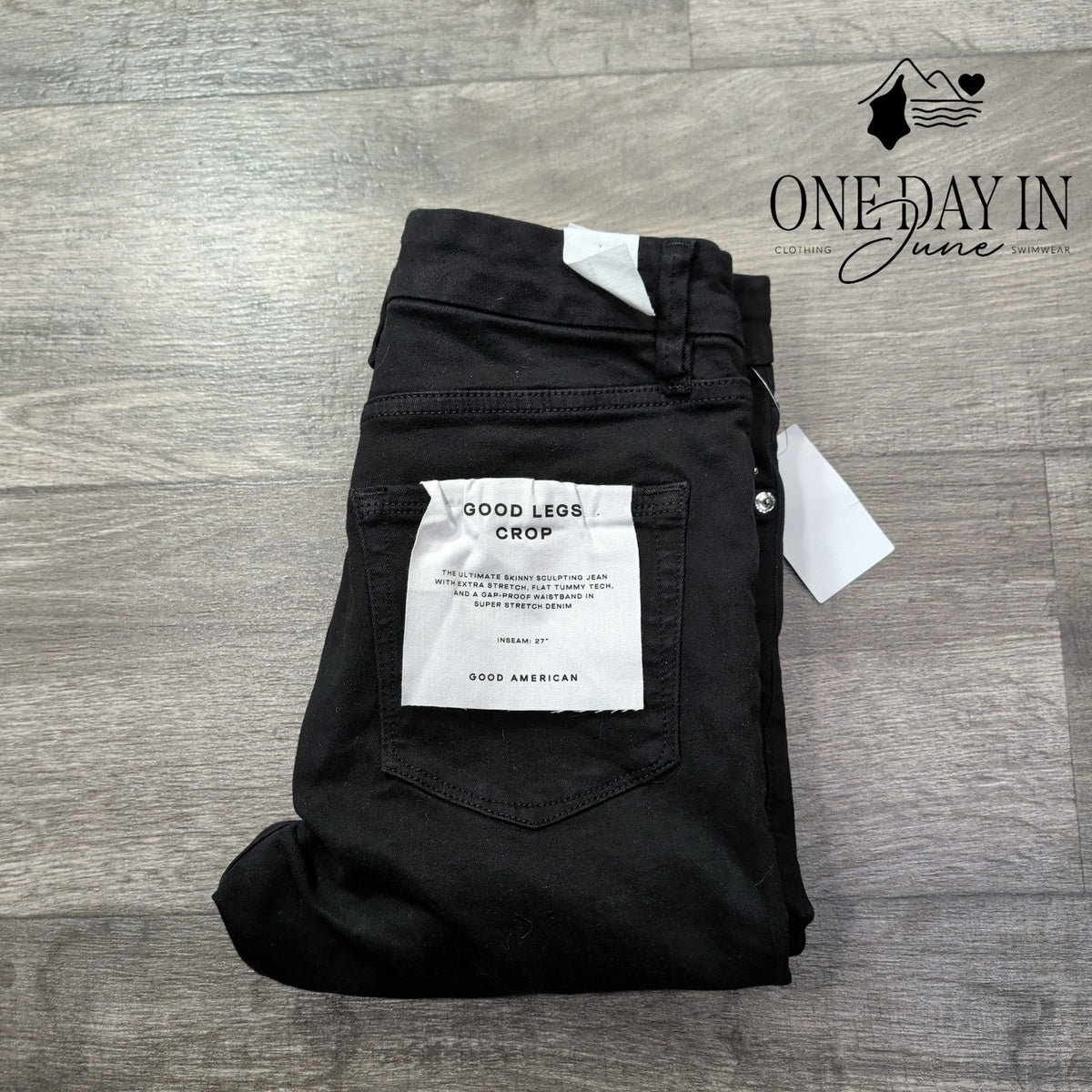 Good American Good Legs Crop Skinny Jeans Black High Rise NWT Size 6