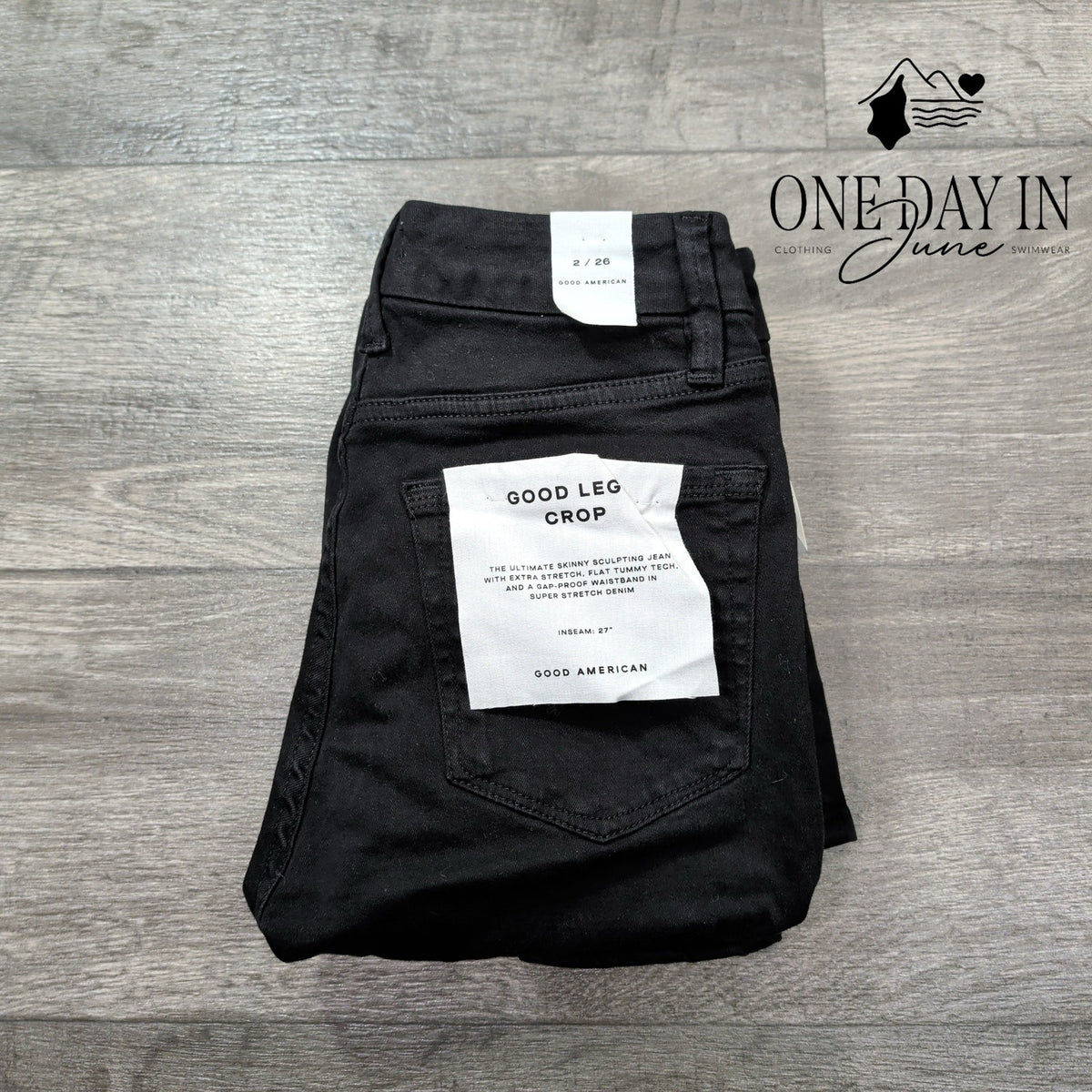 Good American Good Legs Crop Skinny Jeans Black NWT Size 2 (26)