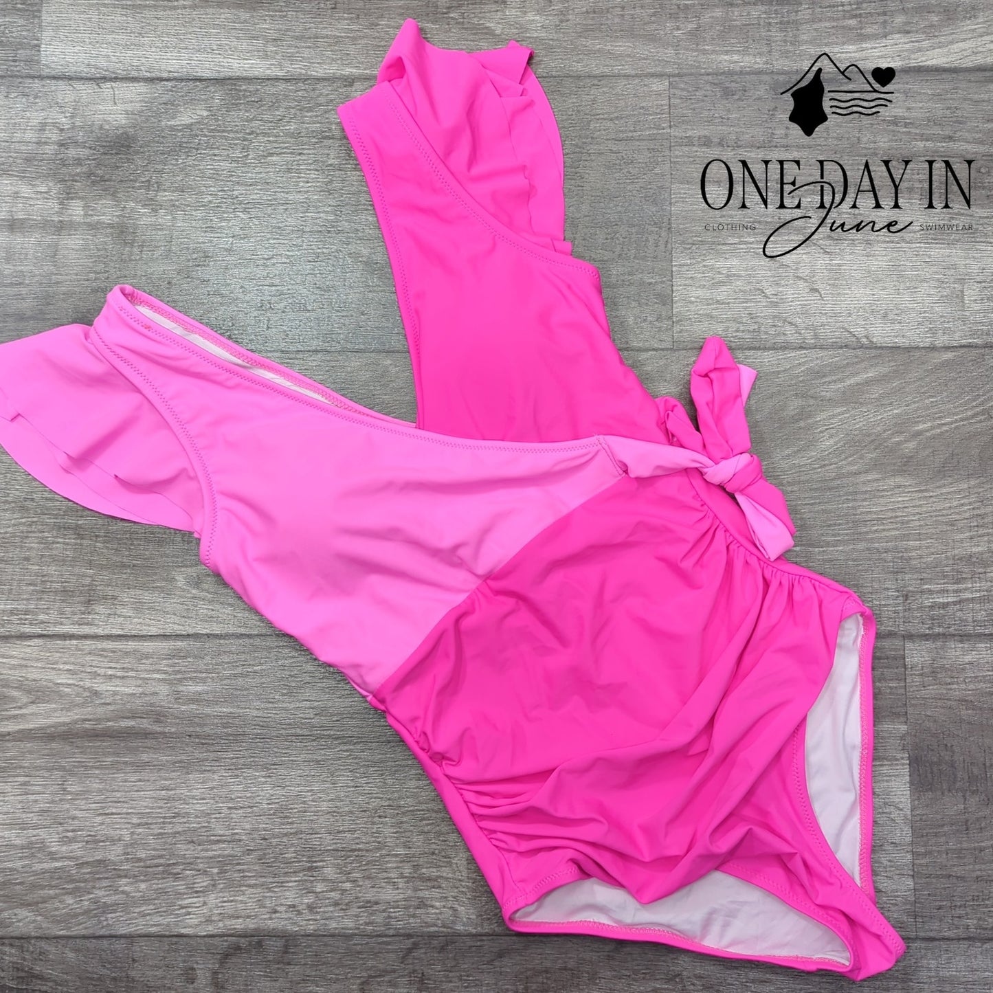 Blooming Jelly Ruffle Shoulder Tummy Control One Piece Swimsuit Size S
