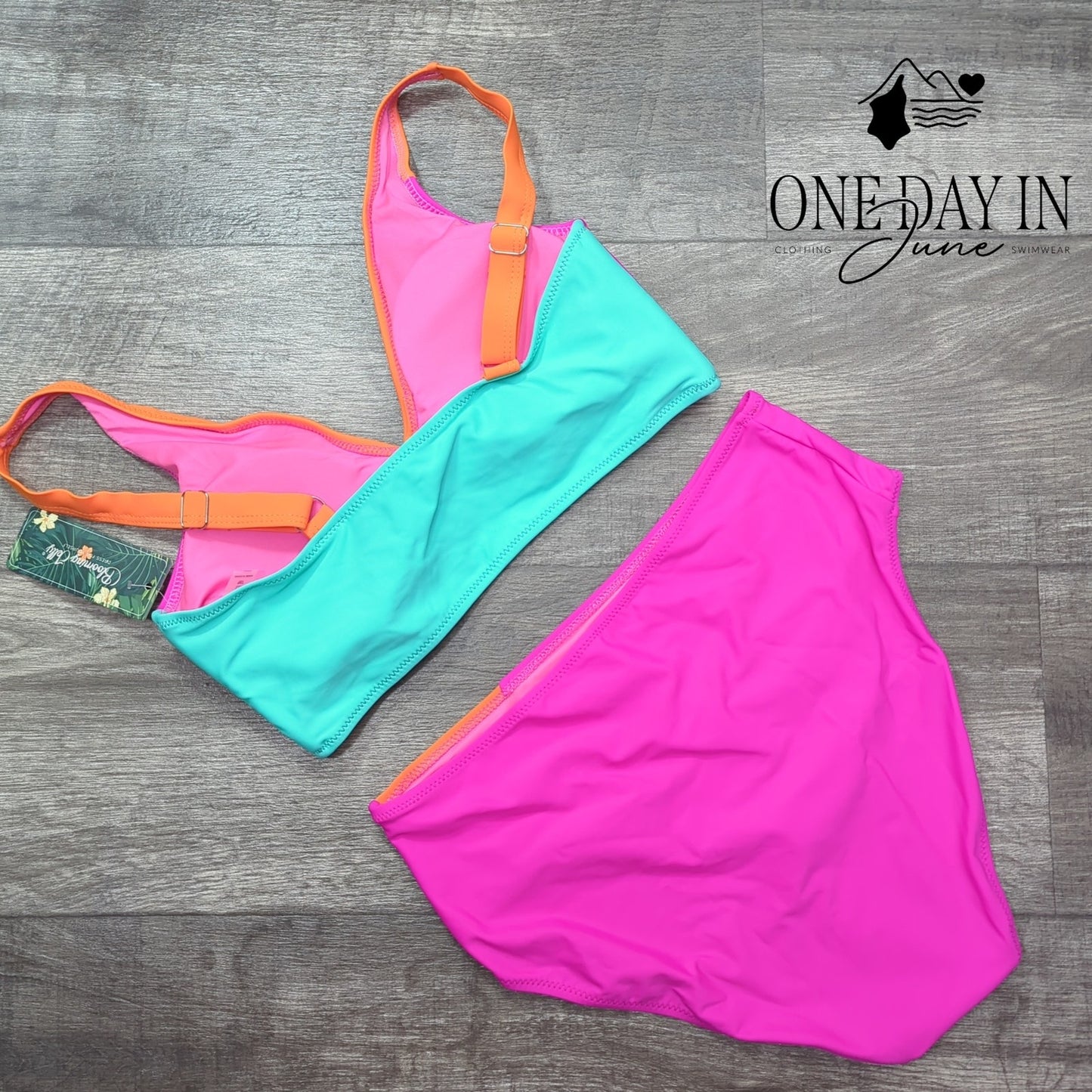 Blooming Jelly Color Block Bikini Swimsuit Size M