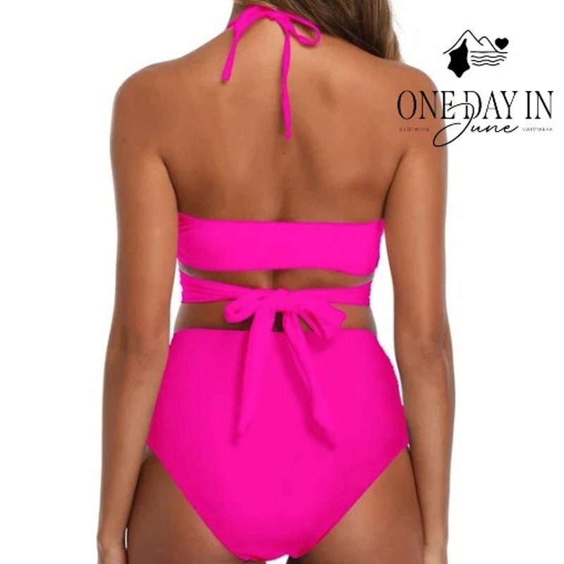 Blooming Jelly Cross Front High Waist Bikini Swimsuit Size L