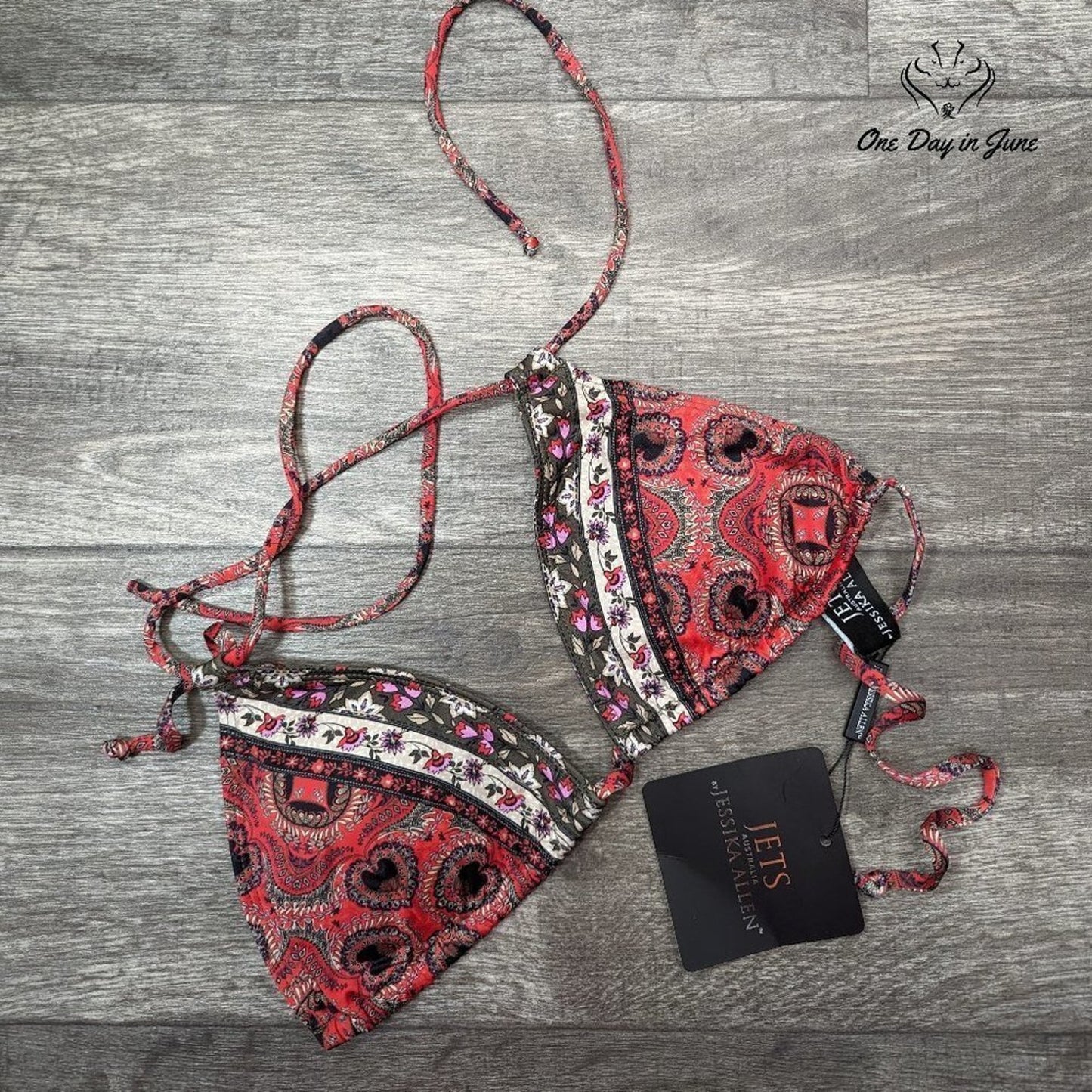 Jets by Jessica Allen Arabian Spice Triangle Bikini Top Size 8 (AU 12)
