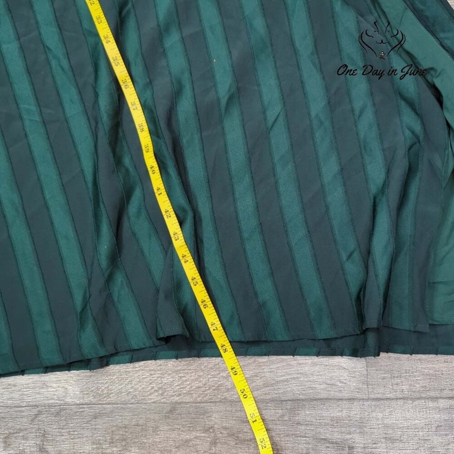 Liz Claiborne Half Sleeve Striped Mysterious Green Dress Size XL