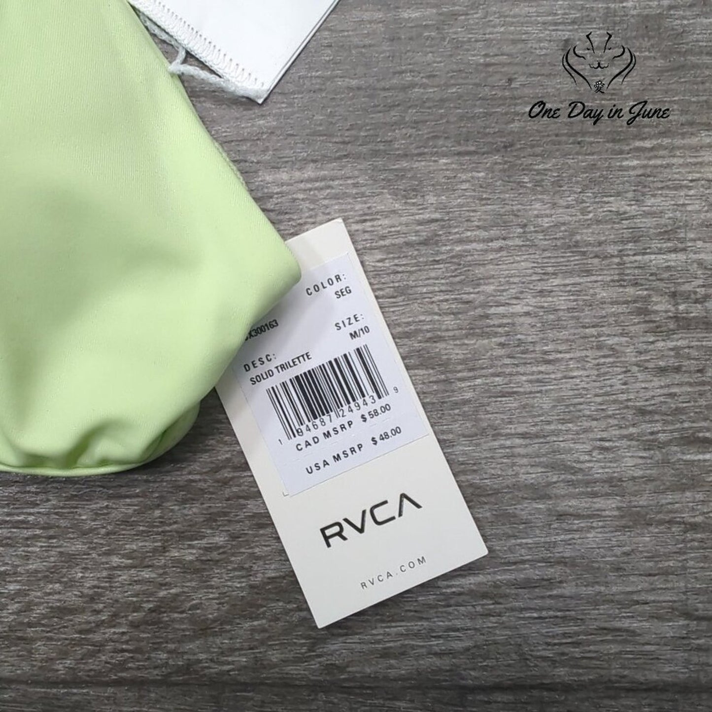 RVCA Solid Trilette Bikini Top Size M