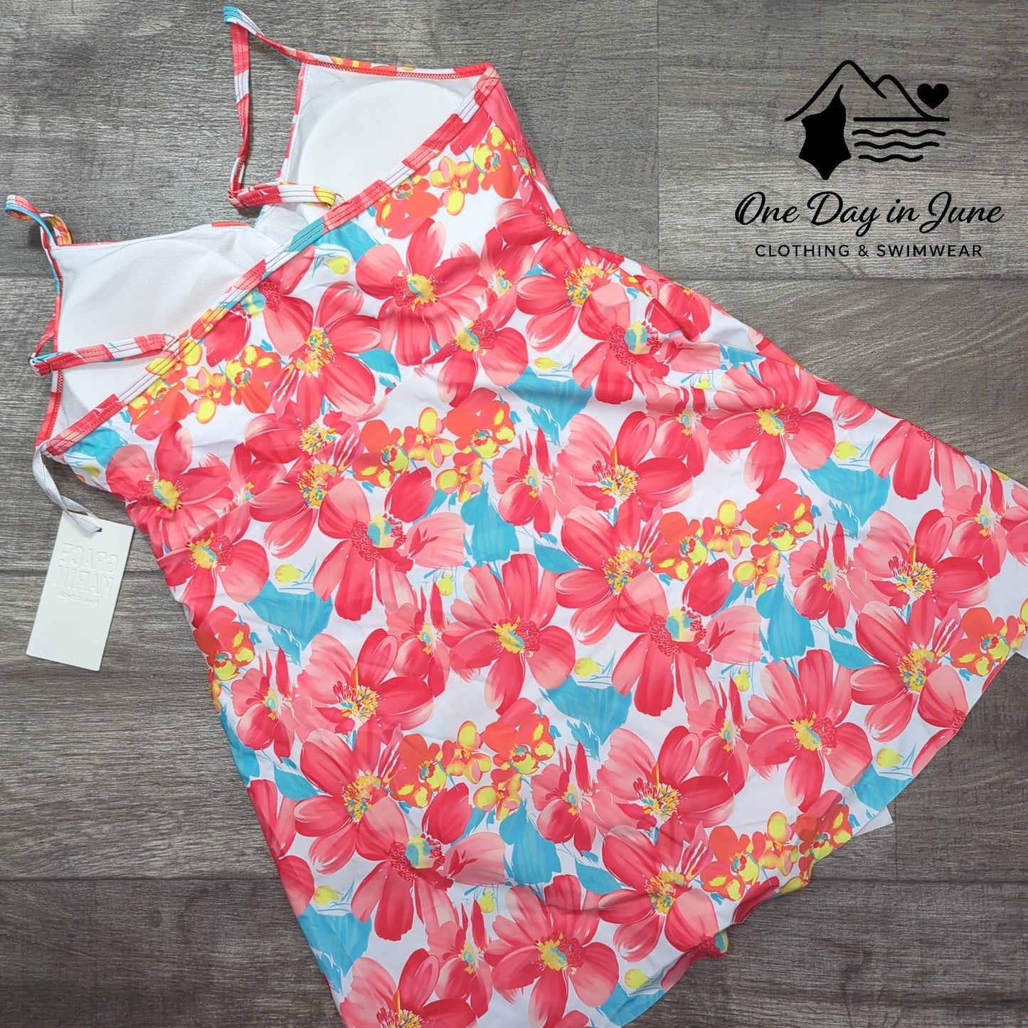 Grace Karin Floral One Piece Swimdress Swimsuit Size L