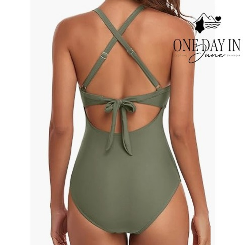 Blooming Jelly Cross Front Cut Out Tie Back One Piece Swimsuit Size M