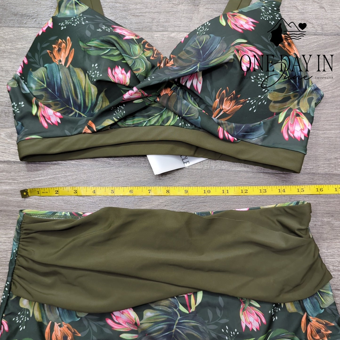 Hanna Nikole Plus Size Cross Font High Waist Bikini Swimsuit Size 16W