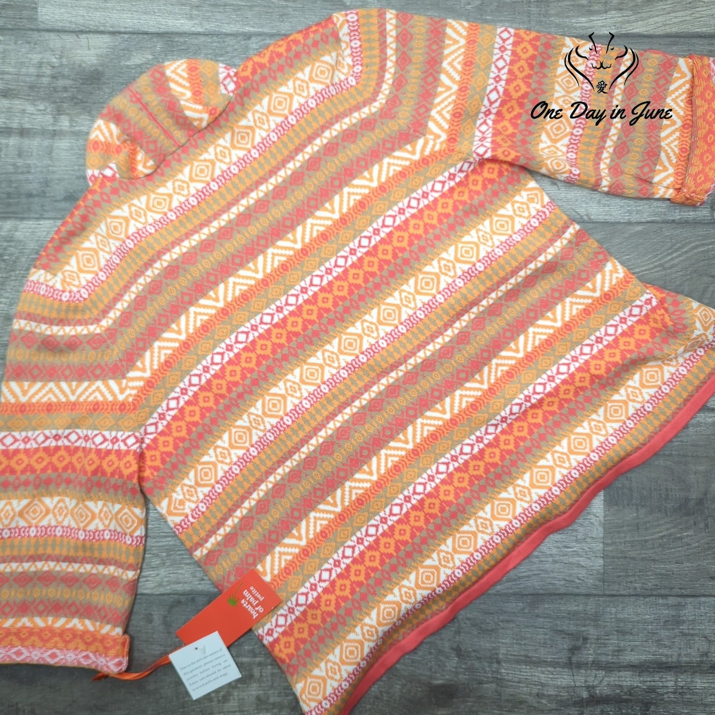 Hearts of Palm Petite Tangerine Dream Cardigan Sweater Size PXL