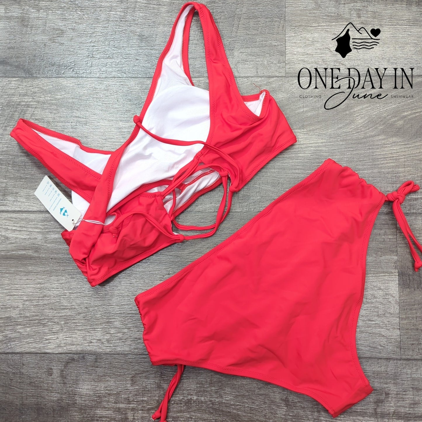 Beachsissi Twist Front High Waist Bikini Swimsuit Size L