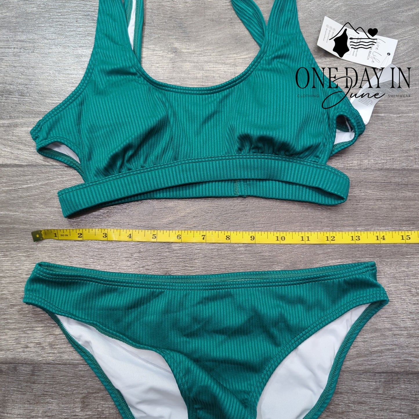Cupshe Ribbed Crop Bikini Swimsuit Size S