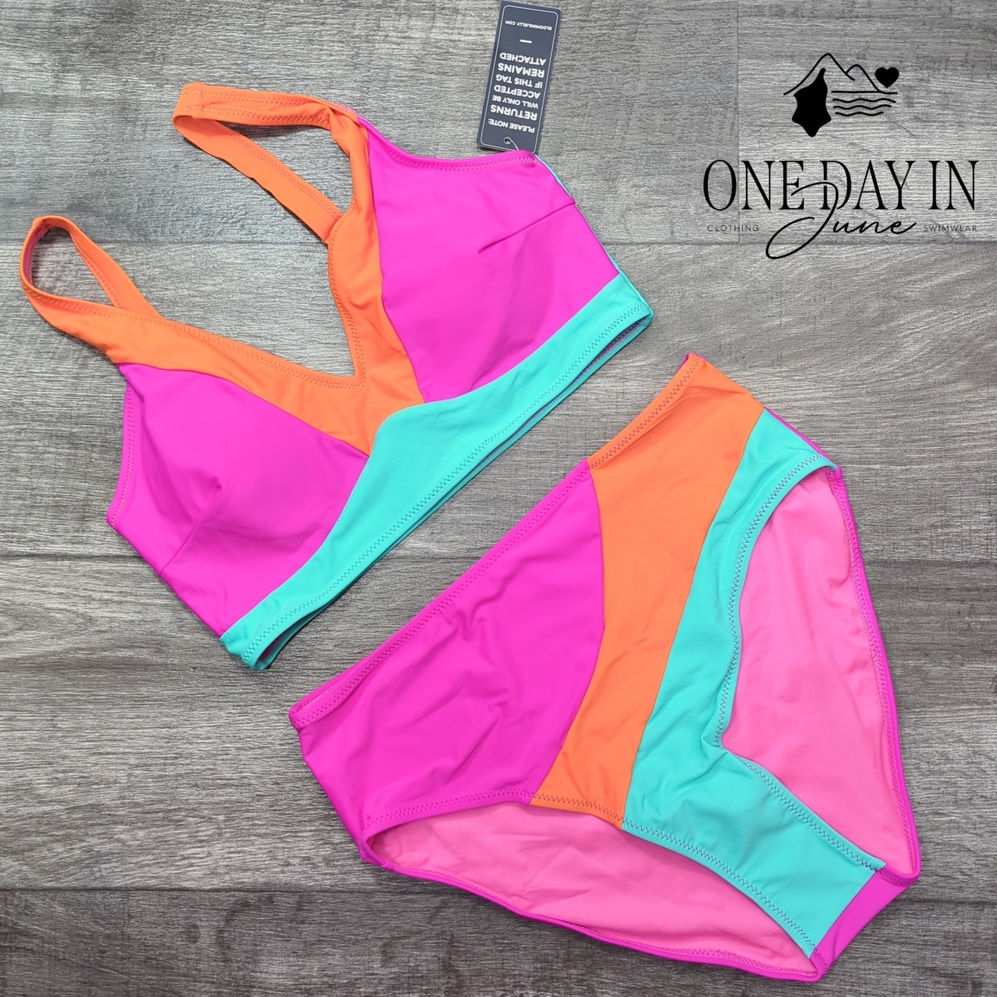 Blooming Jelly Color Block Bikini Swimsuit Size M