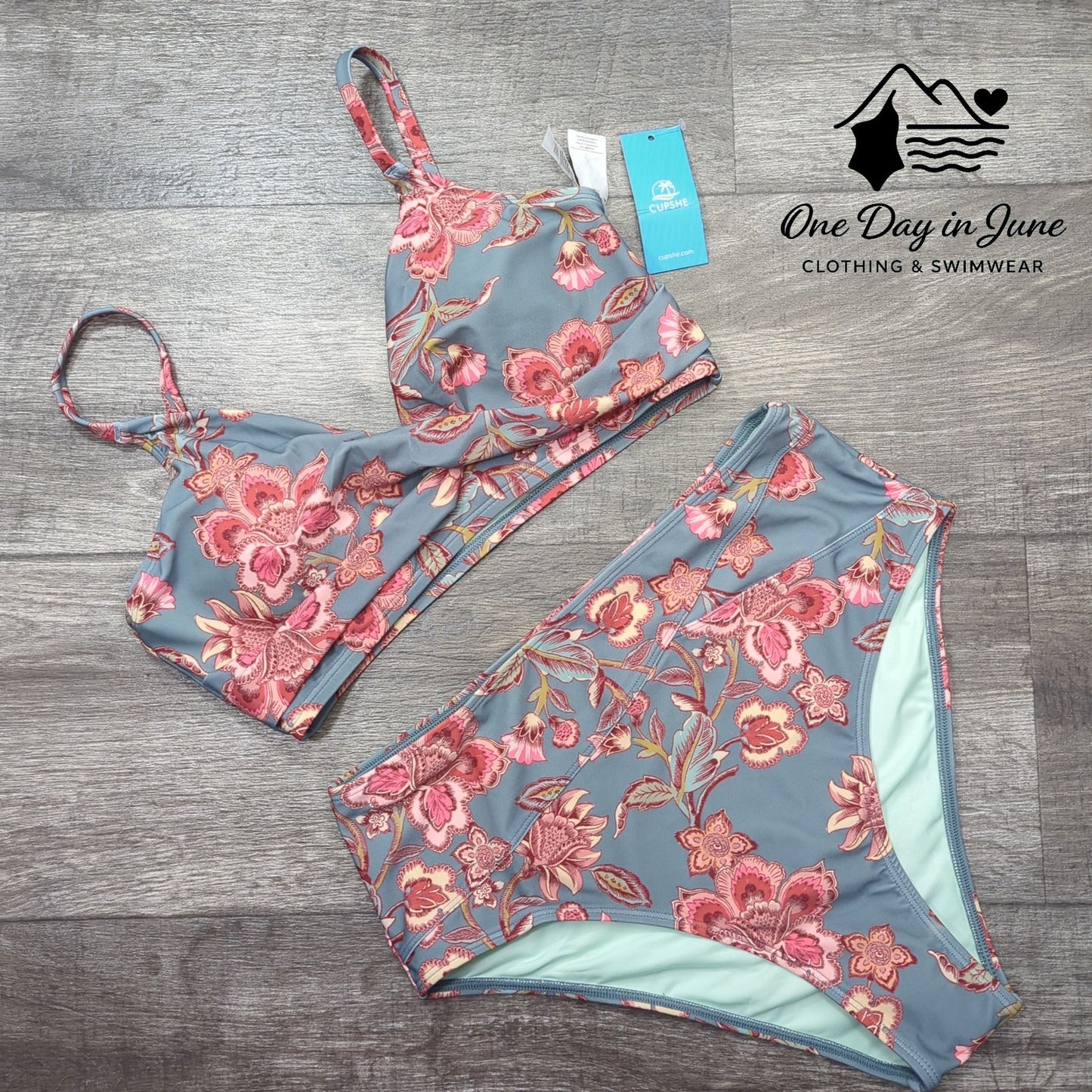 Cupshe Cross Front High Waist Bikini Swimsuit Size M