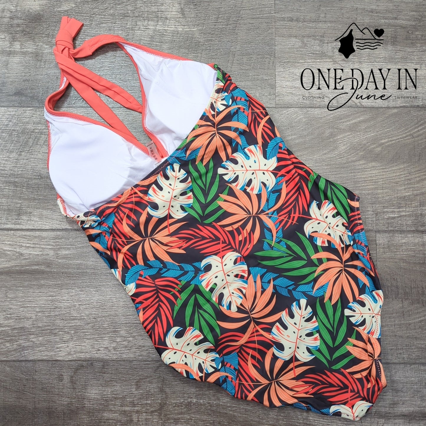 Adisputent Cross Front Tropical One Piece Swimsuit Size XL