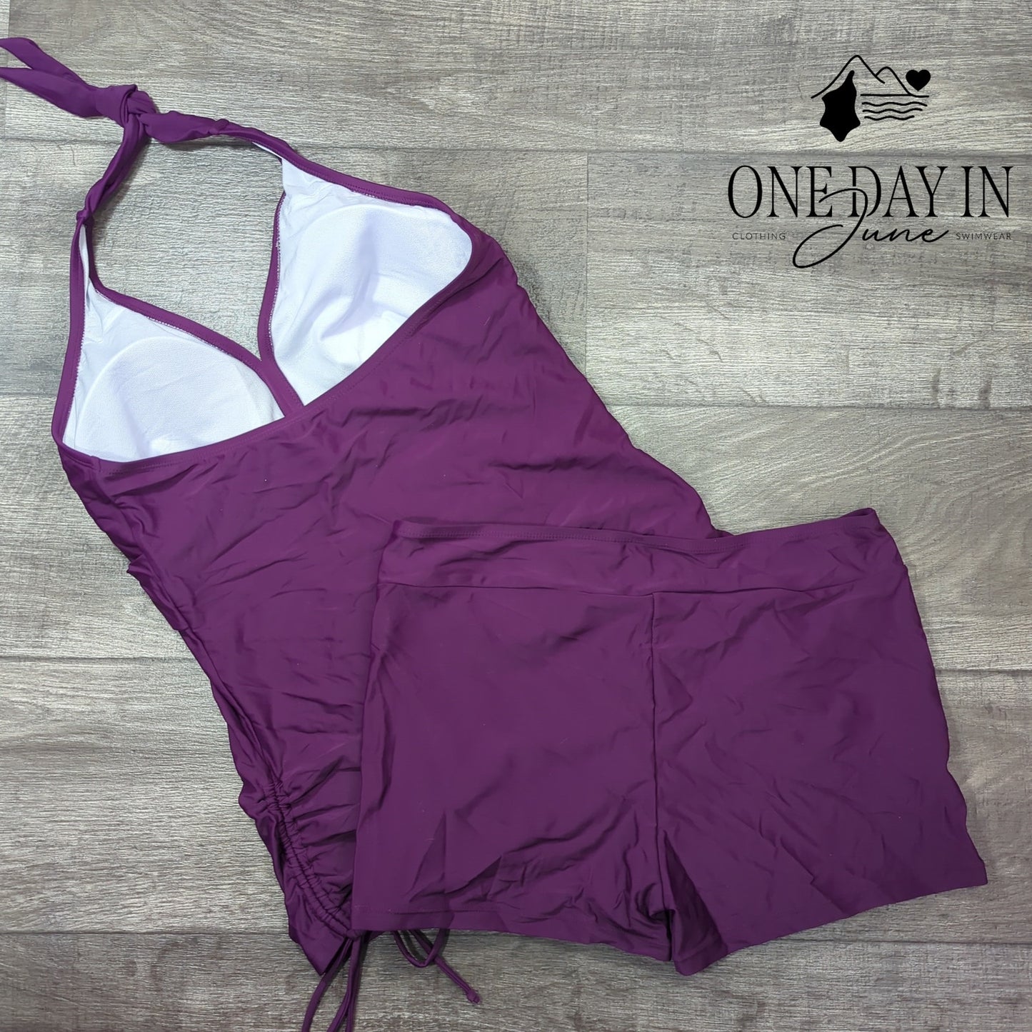 Yonique Halter Boyshort Tankini Swimsuit Size L