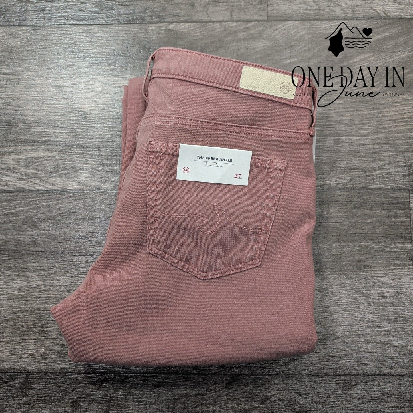 AG Adriano Goldschmied The Prima Ankle Cigarette Jeans Rose Pink NWT Size 4 (27)