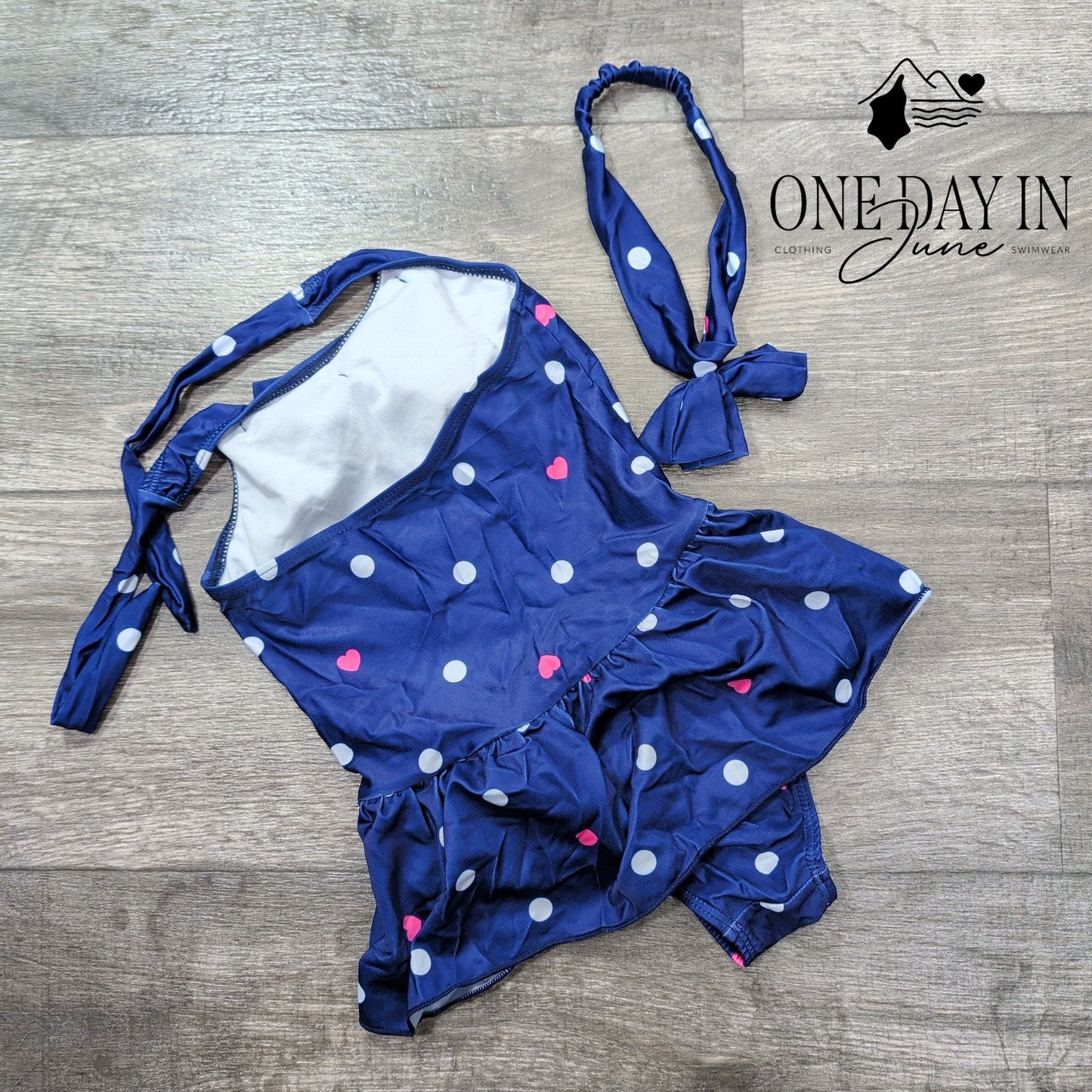 Aleumdr Girl's Polka Dot Halter One Piece Swimsuit Size L