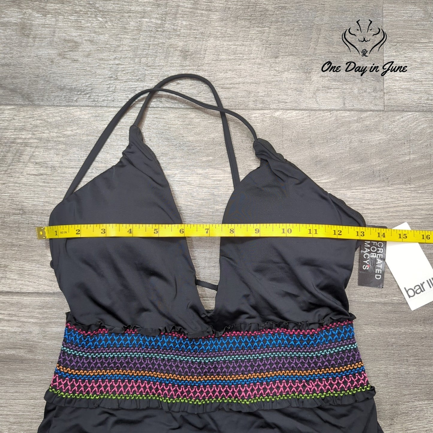 Bar III Smocking Solids One Piece Swimsuit Size M