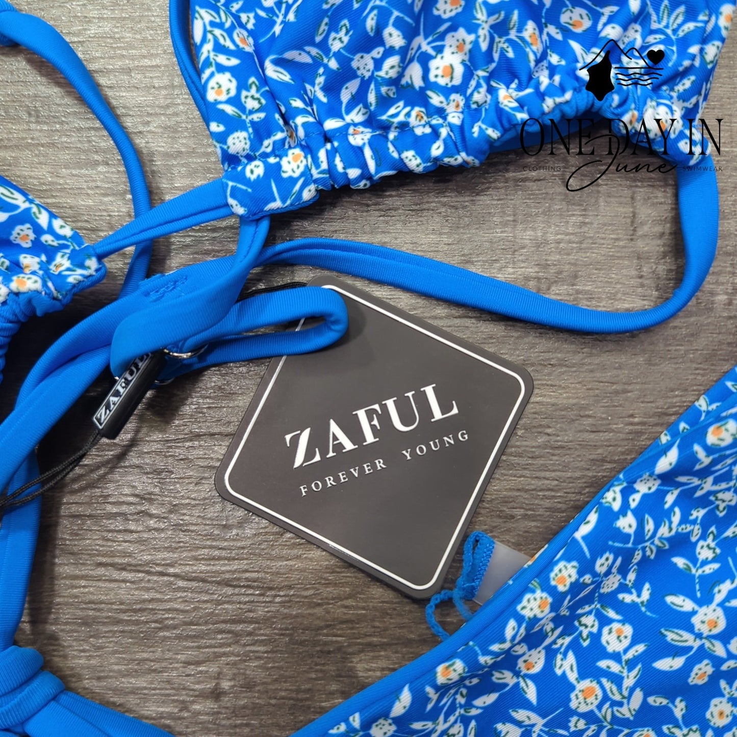 Zaful Floral Triangle Tie Side Bikini Size M