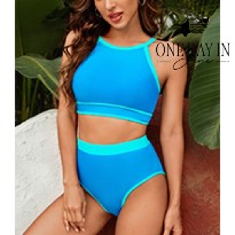 Blooming Jelly High Waist High Neck Bikini Swimsuit Size L
